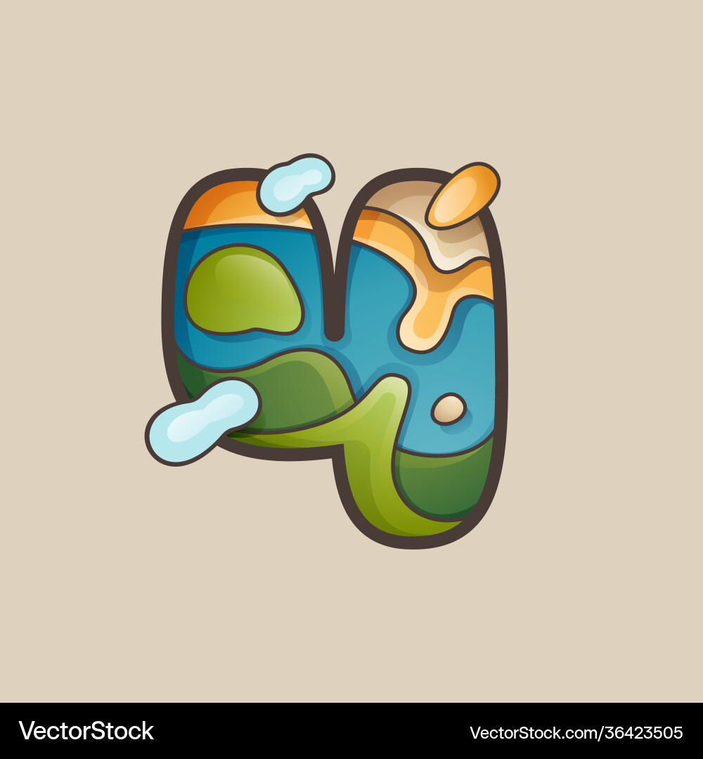 Number four logo with topographic map line pattern Number four logo with topographic map line pattern vector image