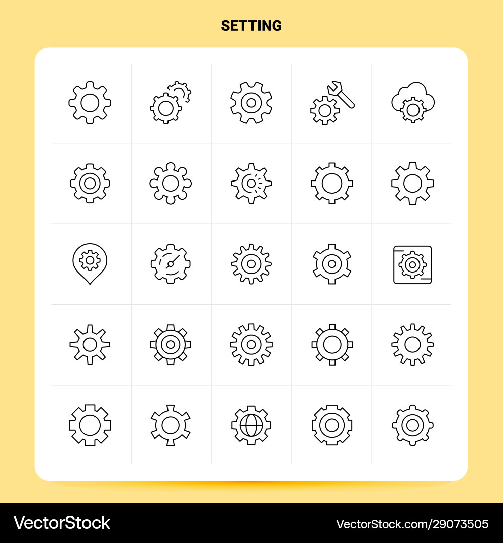 Outline 25 setting icon set line style design Vector Image