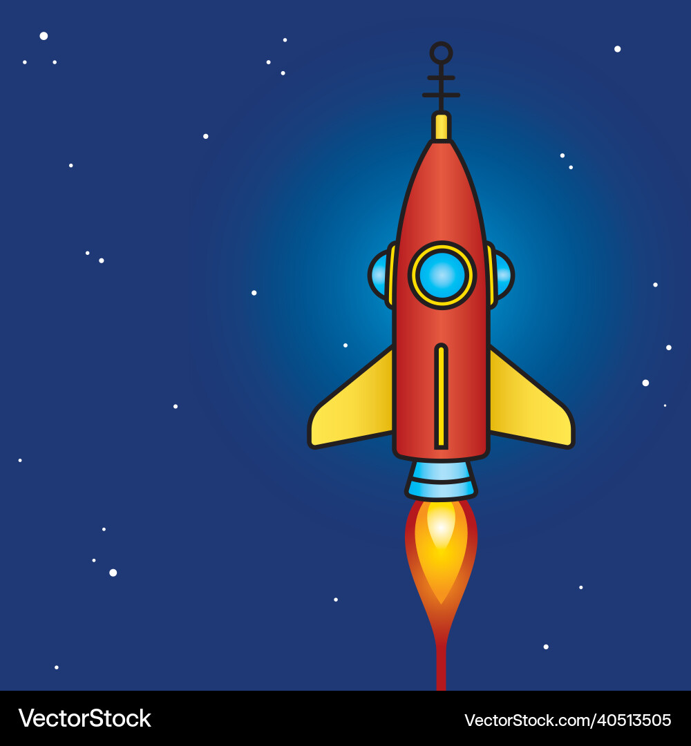 Retro science fiction rocket design in outer space Retro science fiction rocket design in outer space vector image