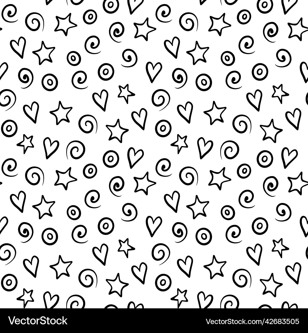 Seamless pattern with simple doodle elements Vector Image