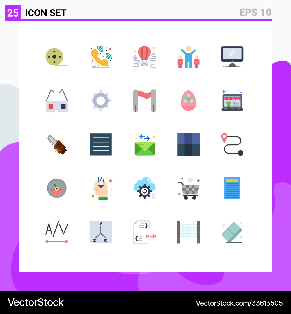 Set 25 flat colors on grid for device computer Vector Image