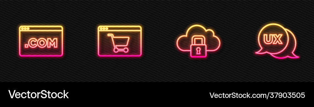 Set Line Cloud Computing Lock ui oder ux design Vektorbild