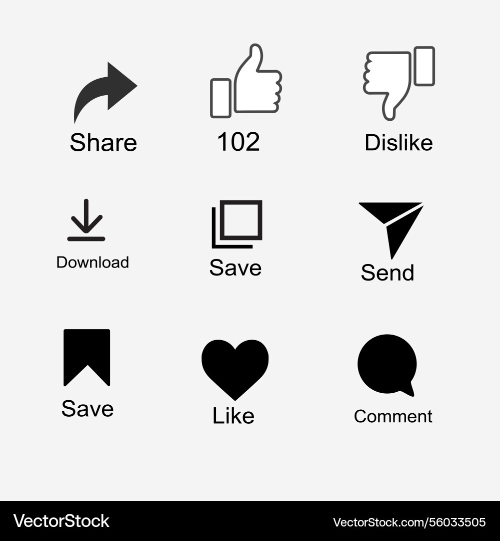 Social medias icons - like- dislike- send Vector Image
