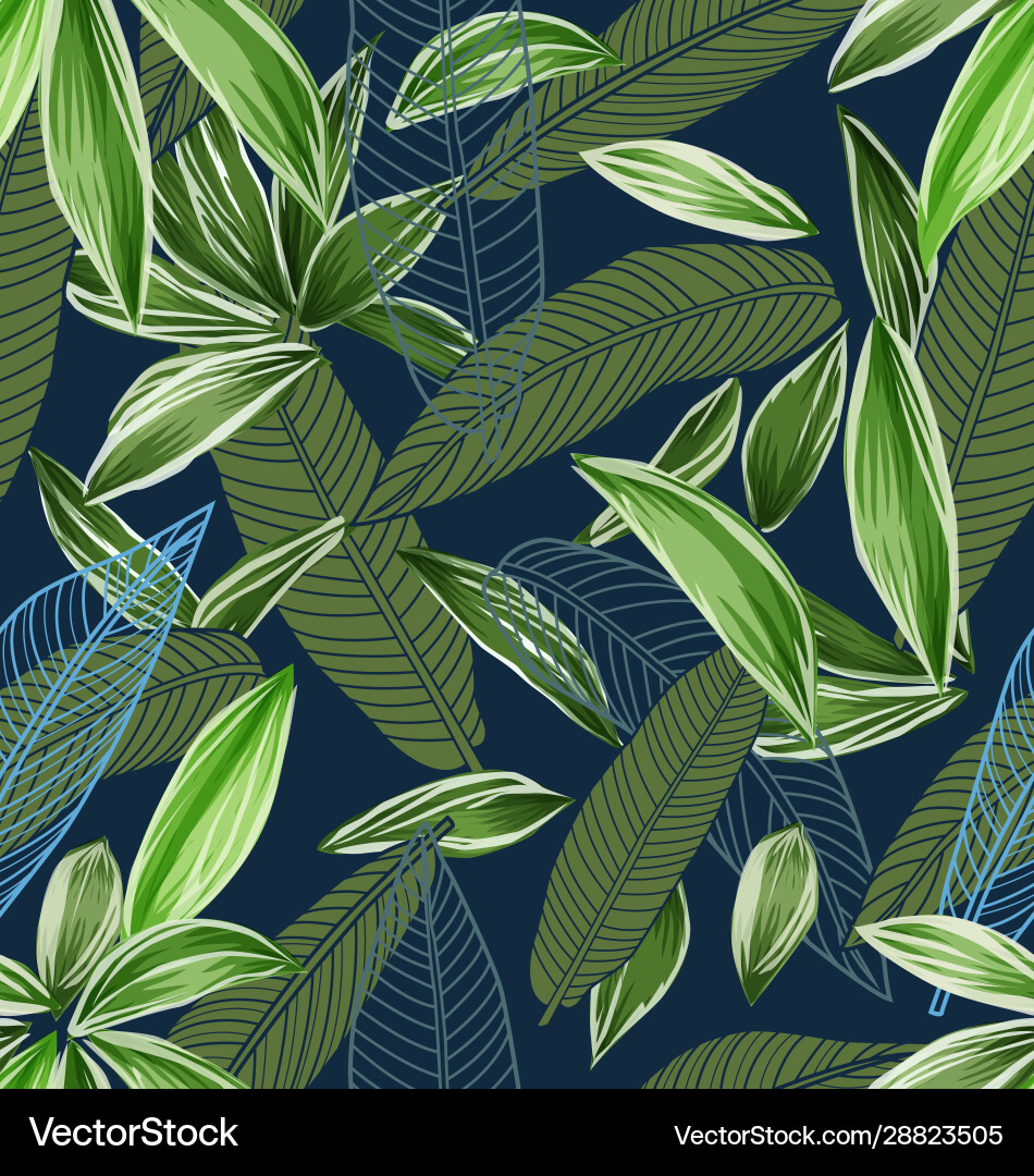 Tropical Foliage Seamless Pattern Vector Image