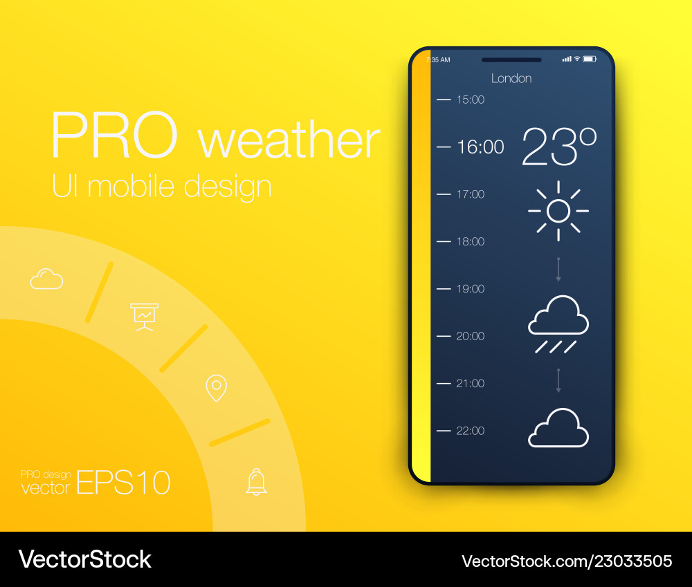 Weather forecast app ux ui design stock Weather forecast app ux ui design stock Vector Image