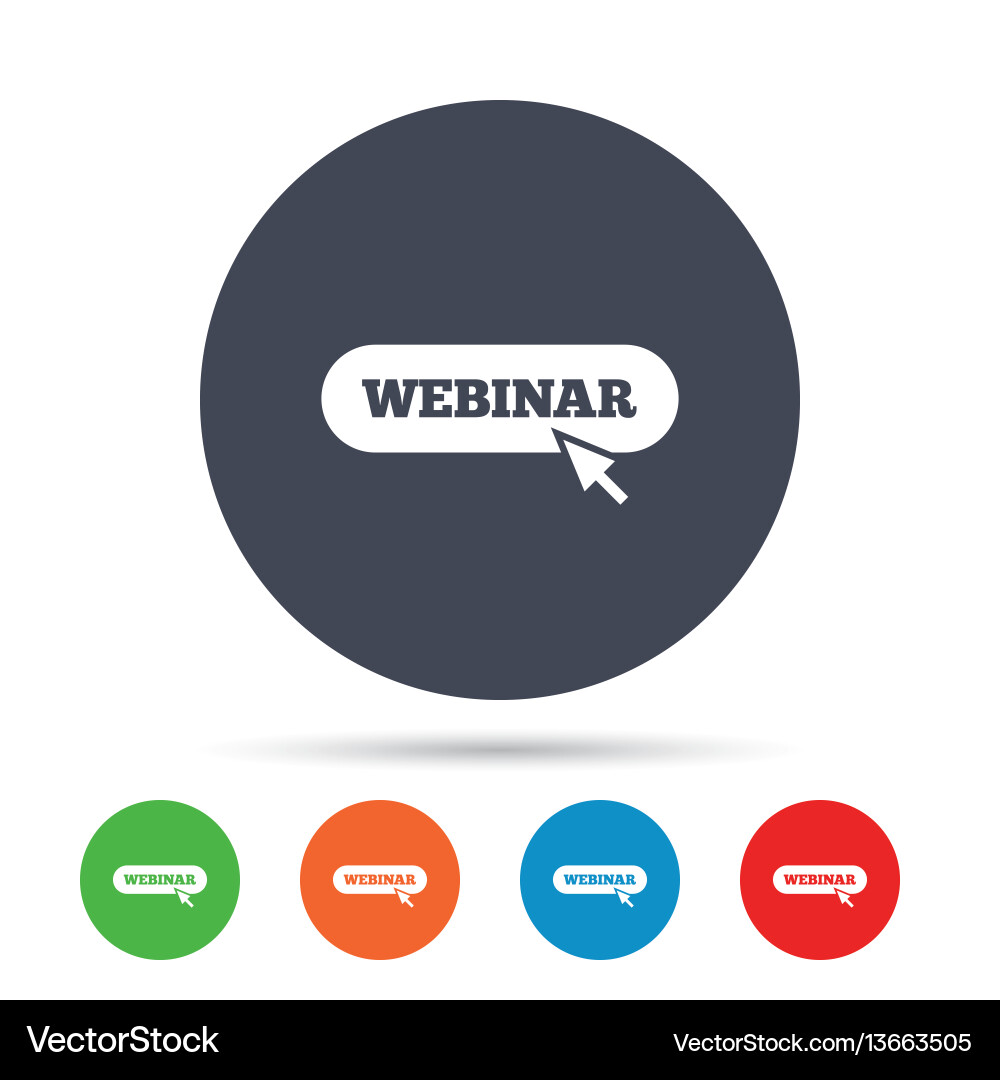 Webinar with cursor pointer sign icon web study vector image