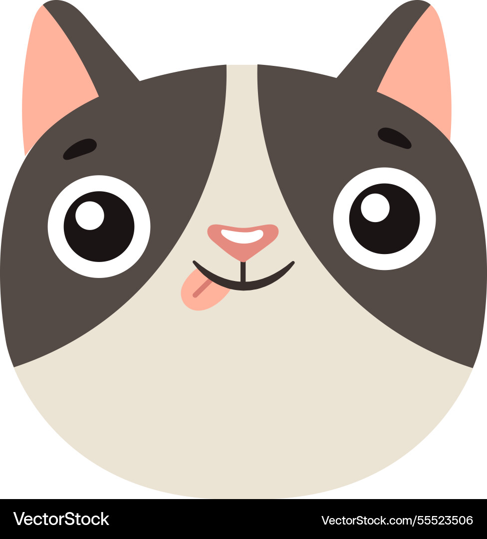Adorable cartoon cat face with large eyes Adorable cartoon cat face with large eyes vector image