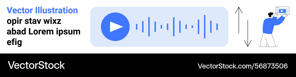 Audio playback interface with soundwaves and user Audio playback interface with soundwaves and user Vector Image