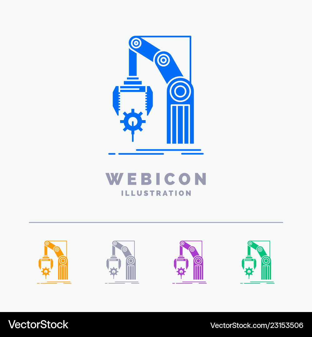 Automation factory hand mechanism package 5 color Vector Image