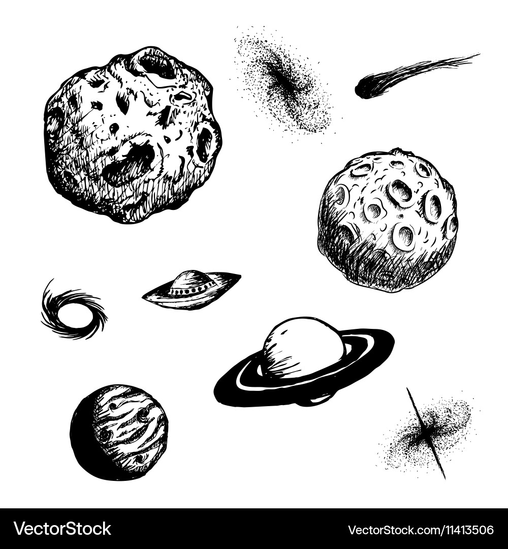 Celestial Objects Sketch vector image