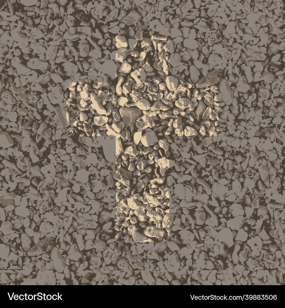 Christian cross with abstract pebble texture Vector Image