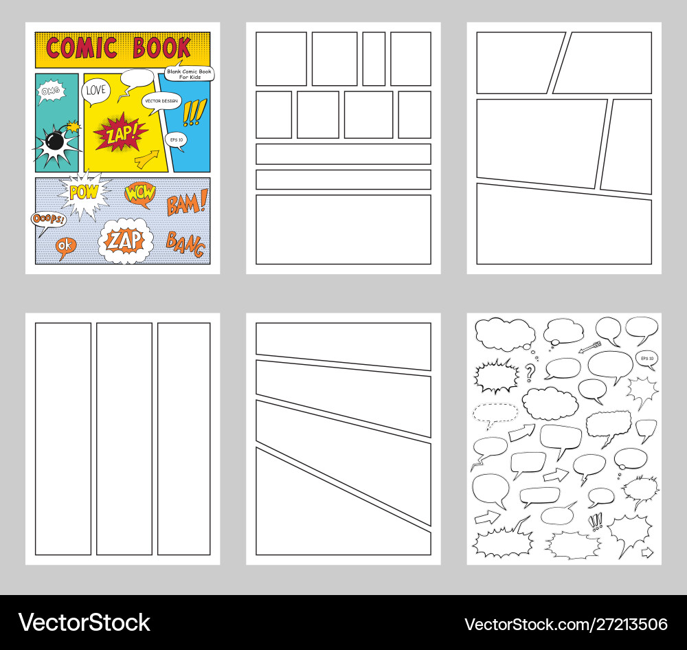 Comic book blanks set text speech bubbles Comic book blanks set text speech bubbles vector image