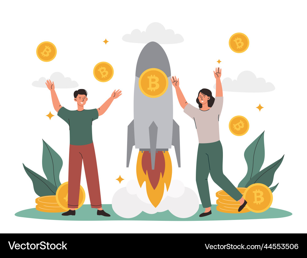 Cryptocurrency Skyrocket – Royalty-Free Vector | VectorStock