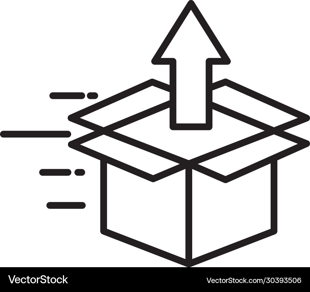 Delivery open box with arrow line style icon Vector Image
