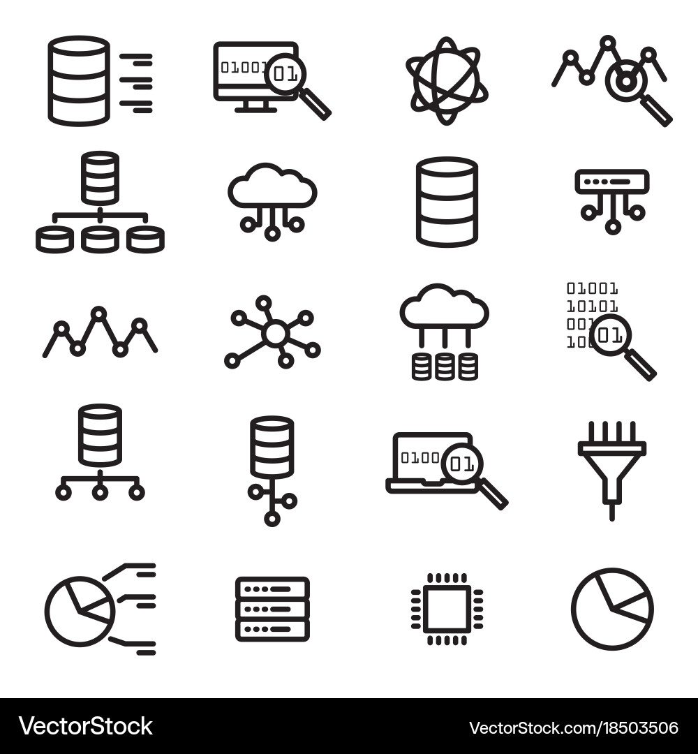 Einfacher Satz von Big Data Datenbank Cloud Computing vektorbild
