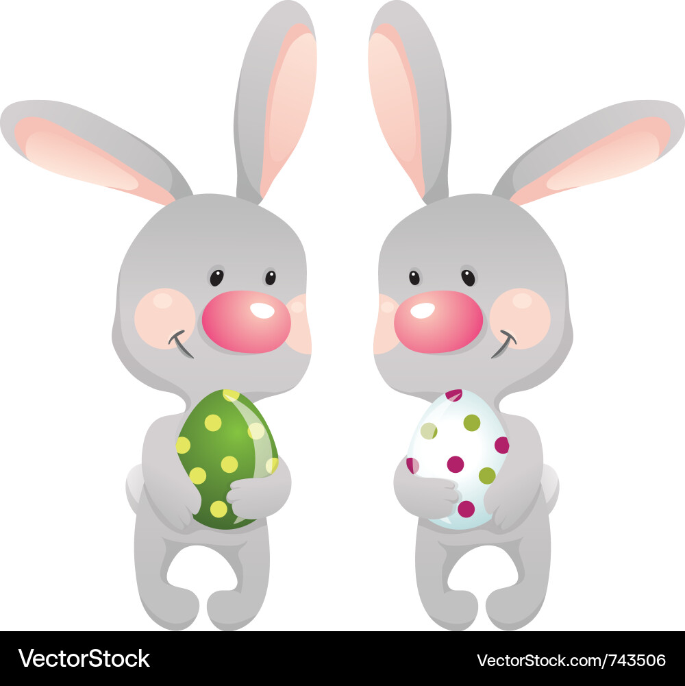 Funny rabbits with egg eps10 contains transparent vector image