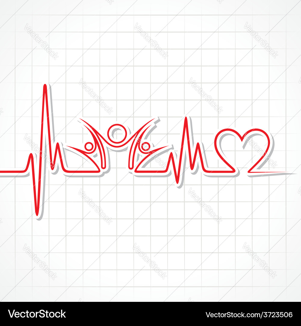 Heartbeat with a unity symbol in line vector image