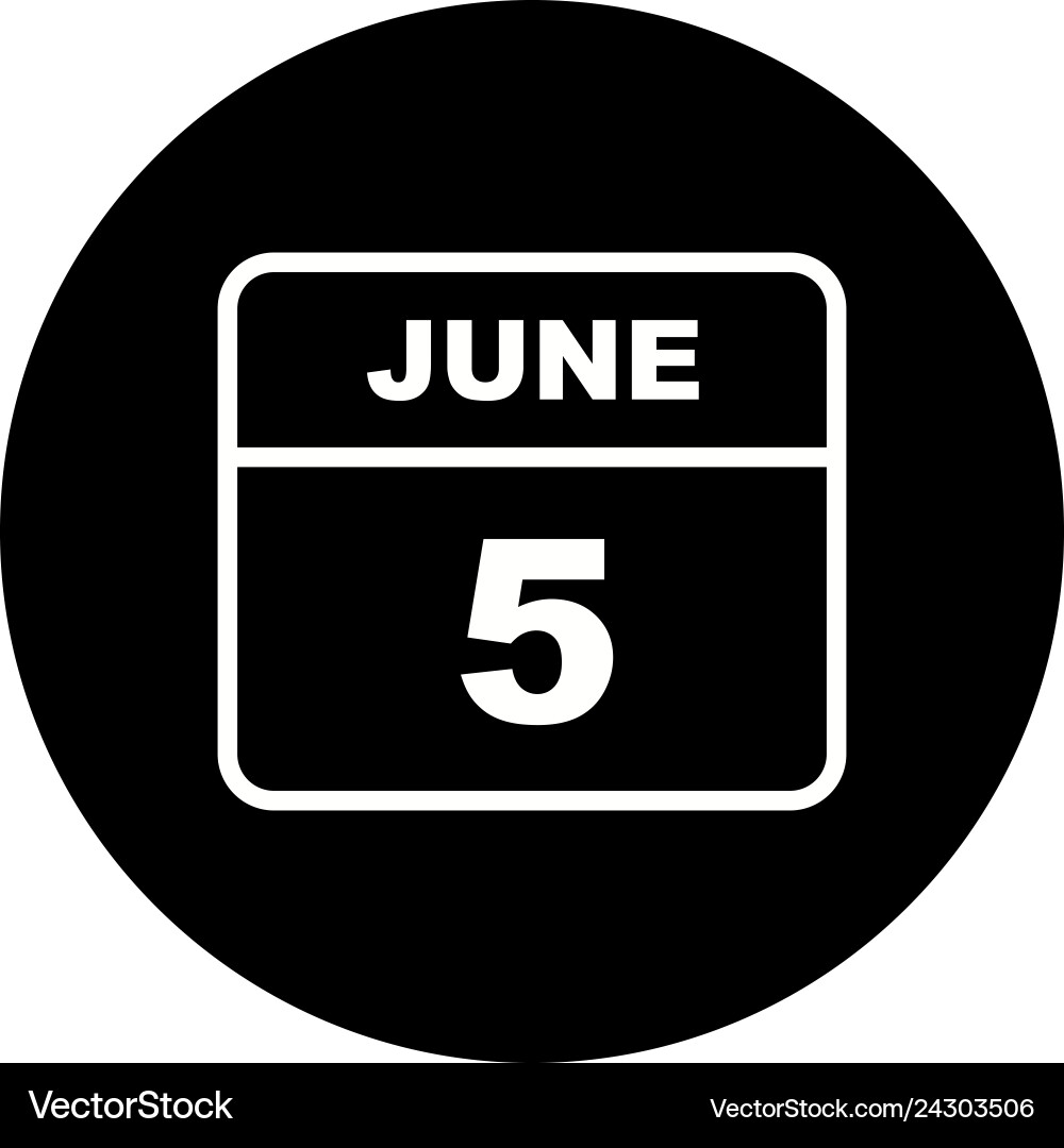 June 5th date on a single day calendar Vector Image