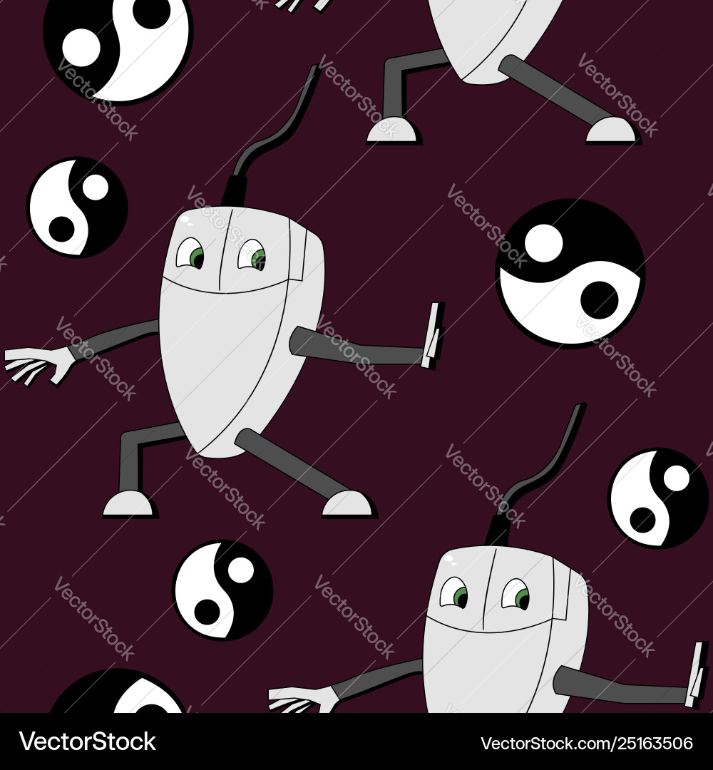 Kung fu computer mouse seamless pattern Kung fu computer mouse seamless pattern vector image