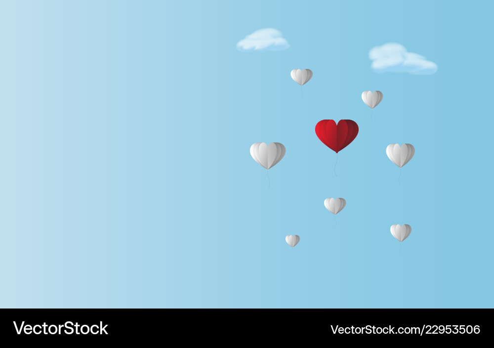 Liebe rote Herzballon zwischen weißen Ballons Liebe rote Herzballon zwischen weißen Ballons vektorbild