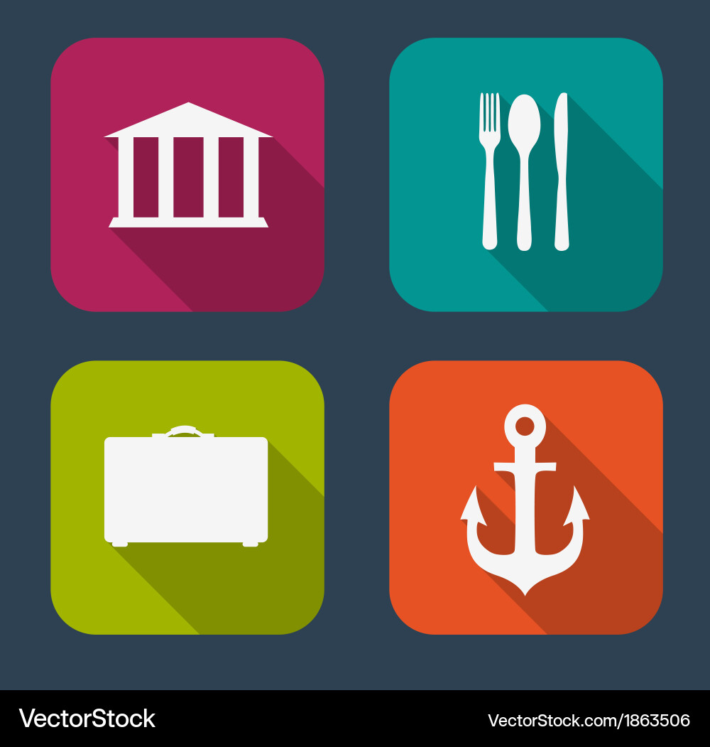 Modern flat icon set for web and mobile Vector Image