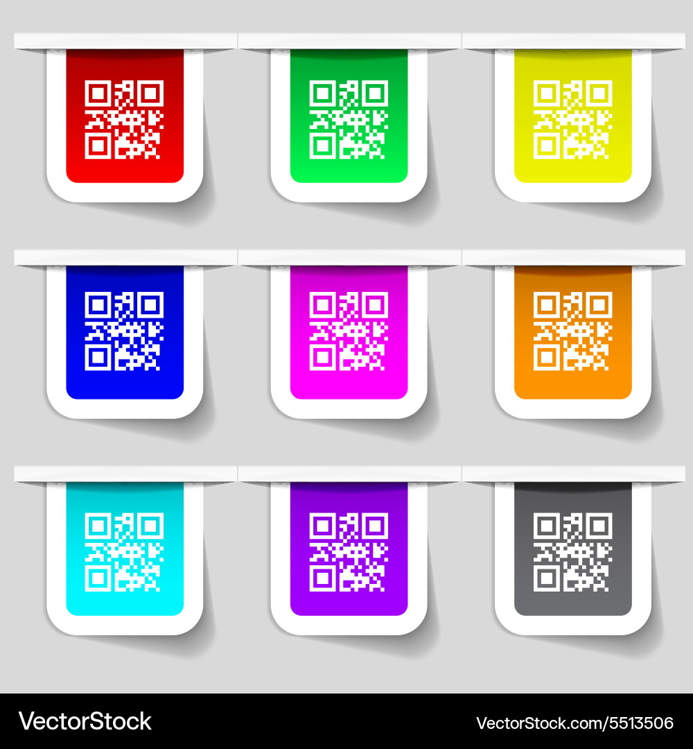 Qr code icon sign set of multicolored modern vector image