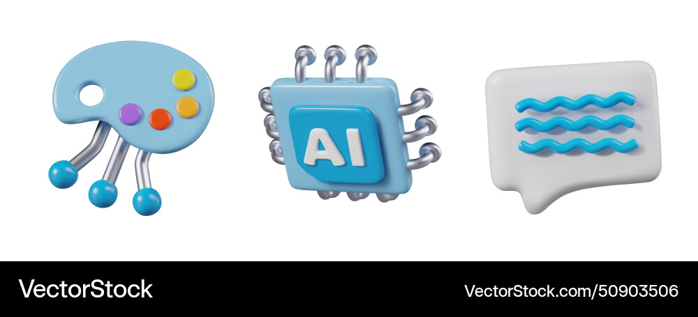 Realistic palette with colors ai processor Realistic palette with colors ai processor Vector Image