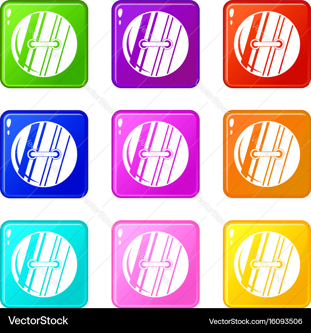 Round sewn button set 9 Vector Image
