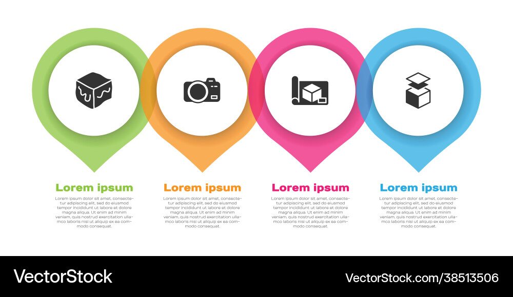 Set isometric cube photo camera graphing paper Set isometric cube photo camera graphing paper Vector Image