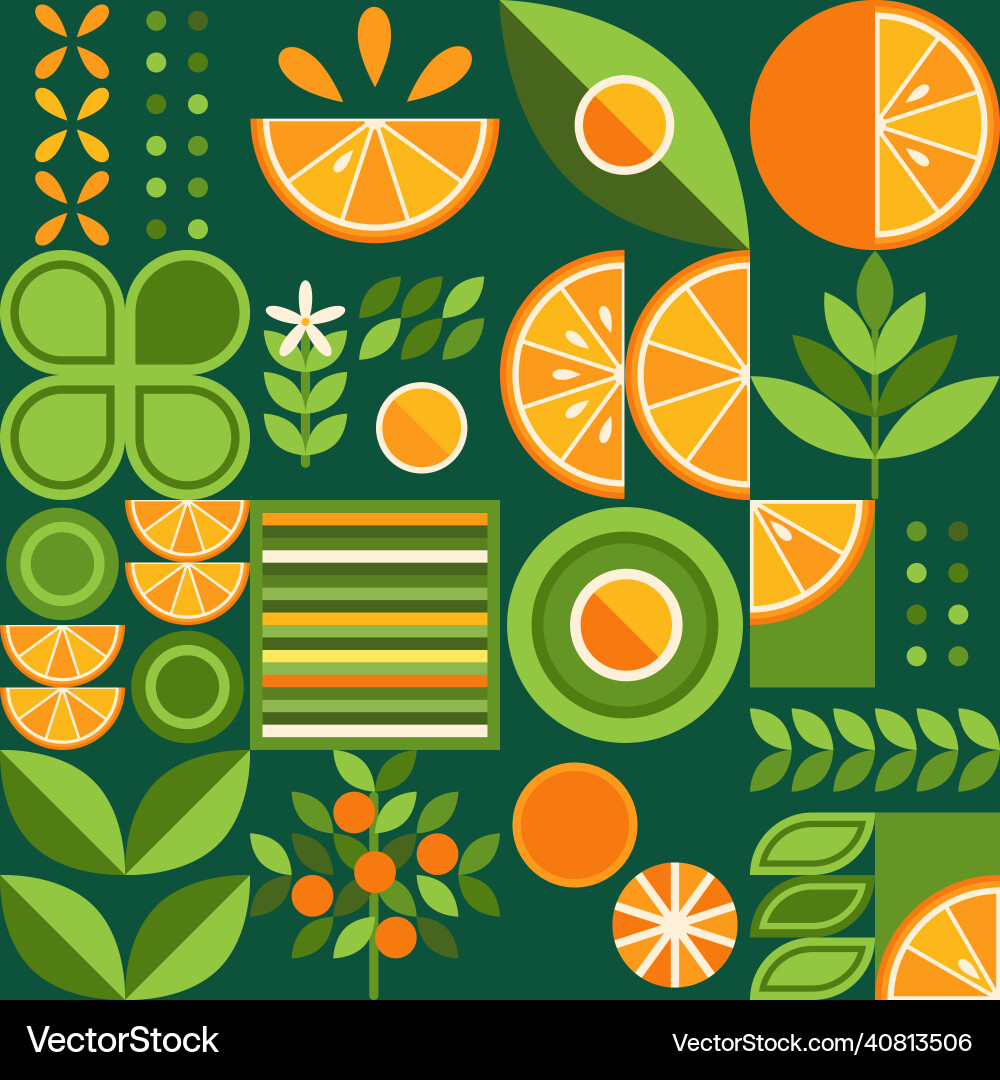 Set of design elements with oranges Set of design elements with oranges vector image