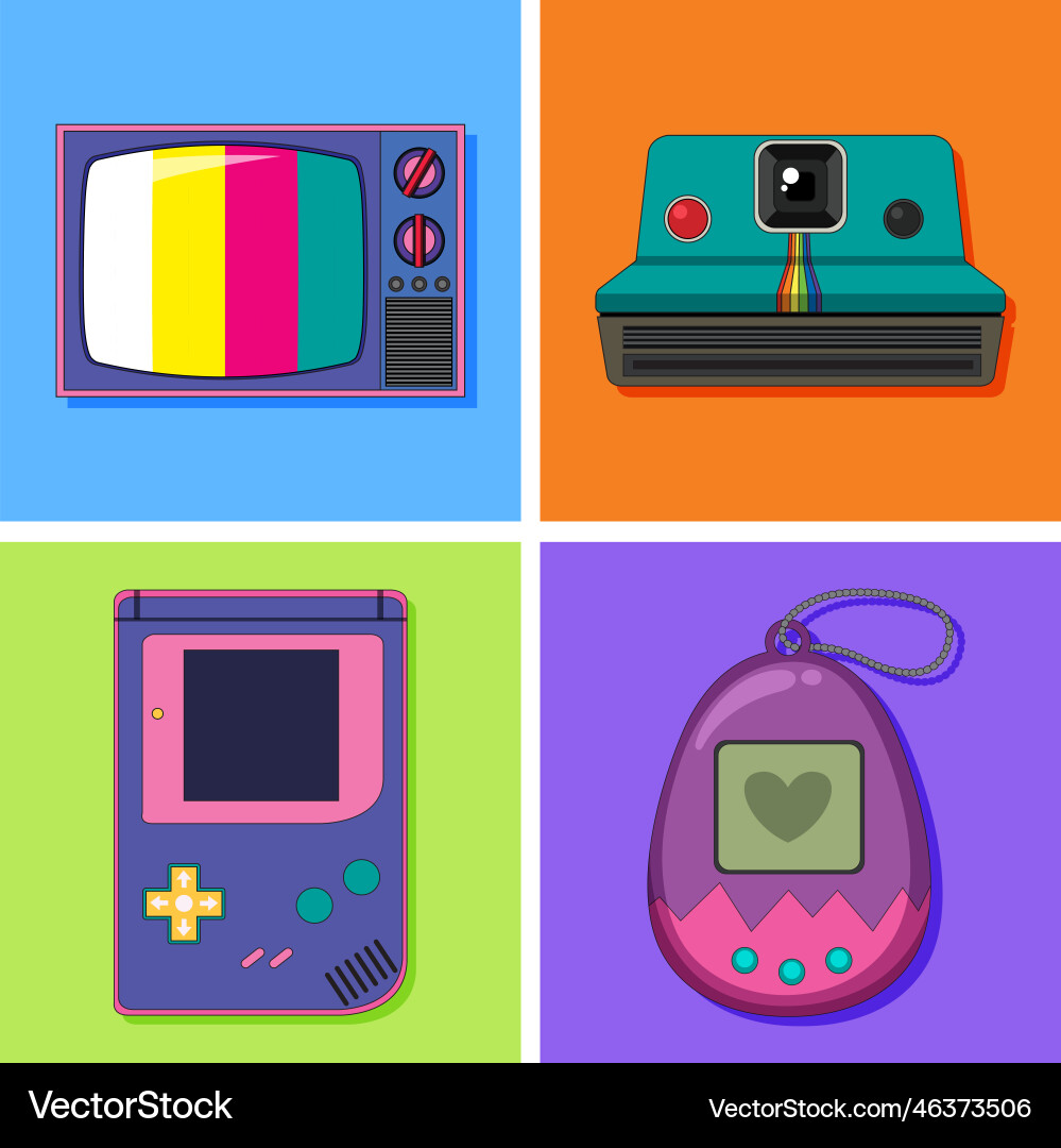 Set of retro device objects Set of retro device objects vector image