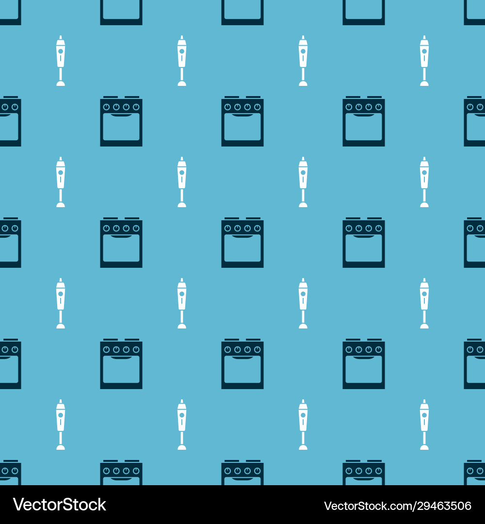 Set oven and blender on seamless pattern Vector Image