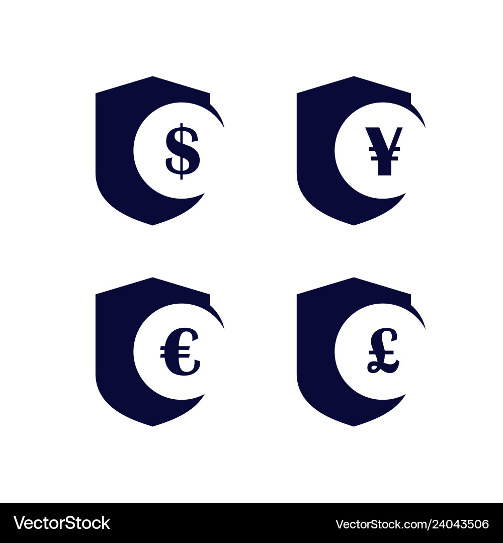 Sichere Zahlung Münze Schild Dollar yen yuan Sichere Zahlung Münze Schild Dollar yen yuan vektorbild