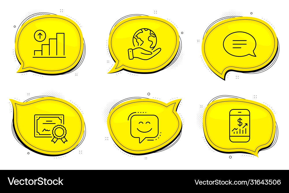 Smile face chat and graph chart icons set mobile Smile face chat and graph chart icons set mobile vector image