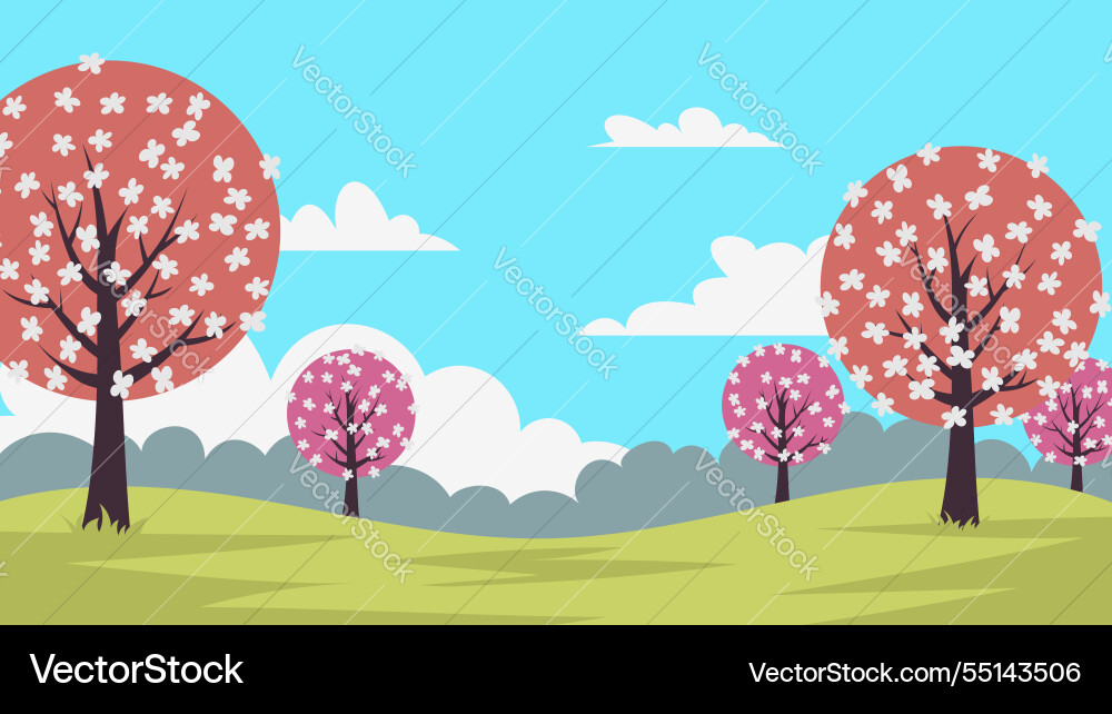 Spring landscape with trees vector image