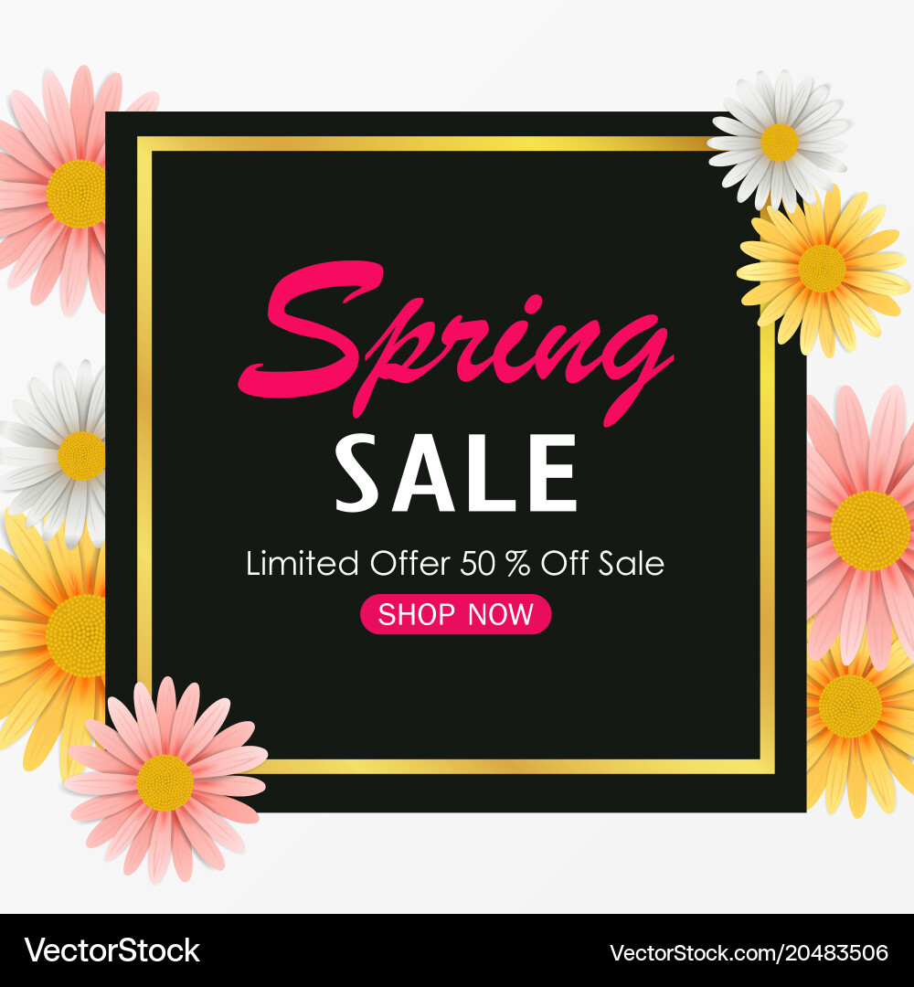 Spring sale background banner with beautiful color Vector Image
