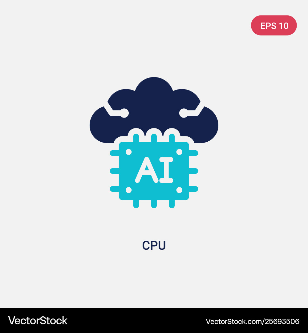Two color cpu icon from artificial intelligence Two color cpu icon from artificial intelligence vector image