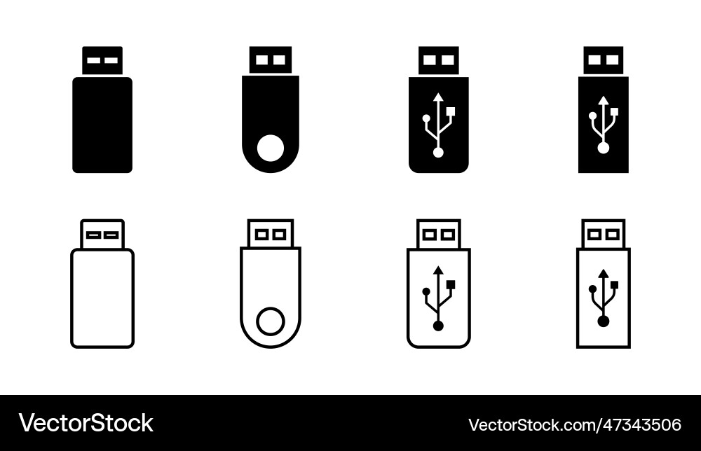 Usb icon set flash disk Usb icon set flash disk Vector Image