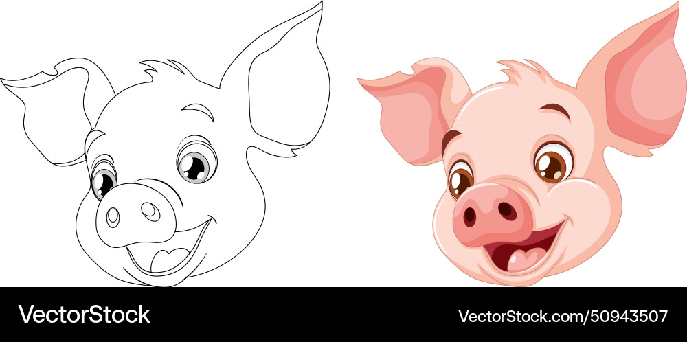 A pig from line art to color A pig from line art to color vector image