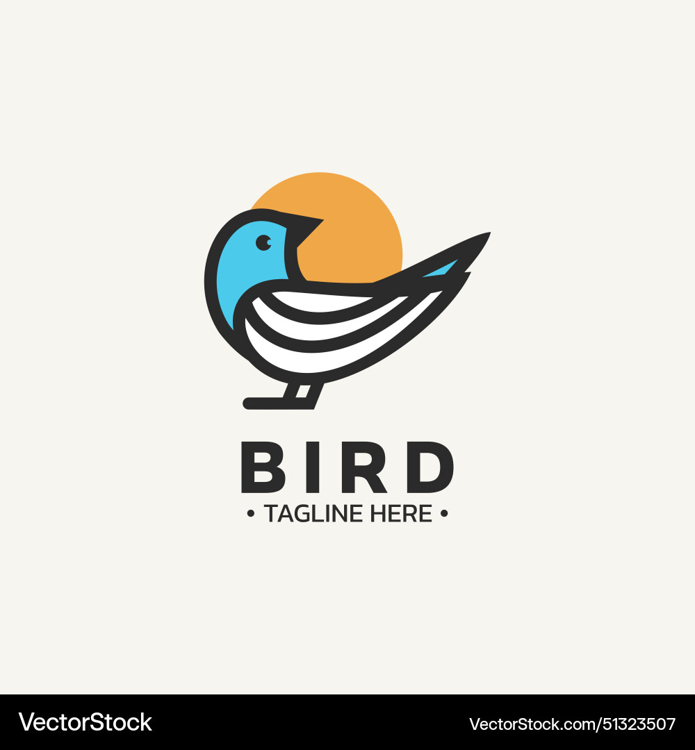 Bird logo design with simple color and line style vector image