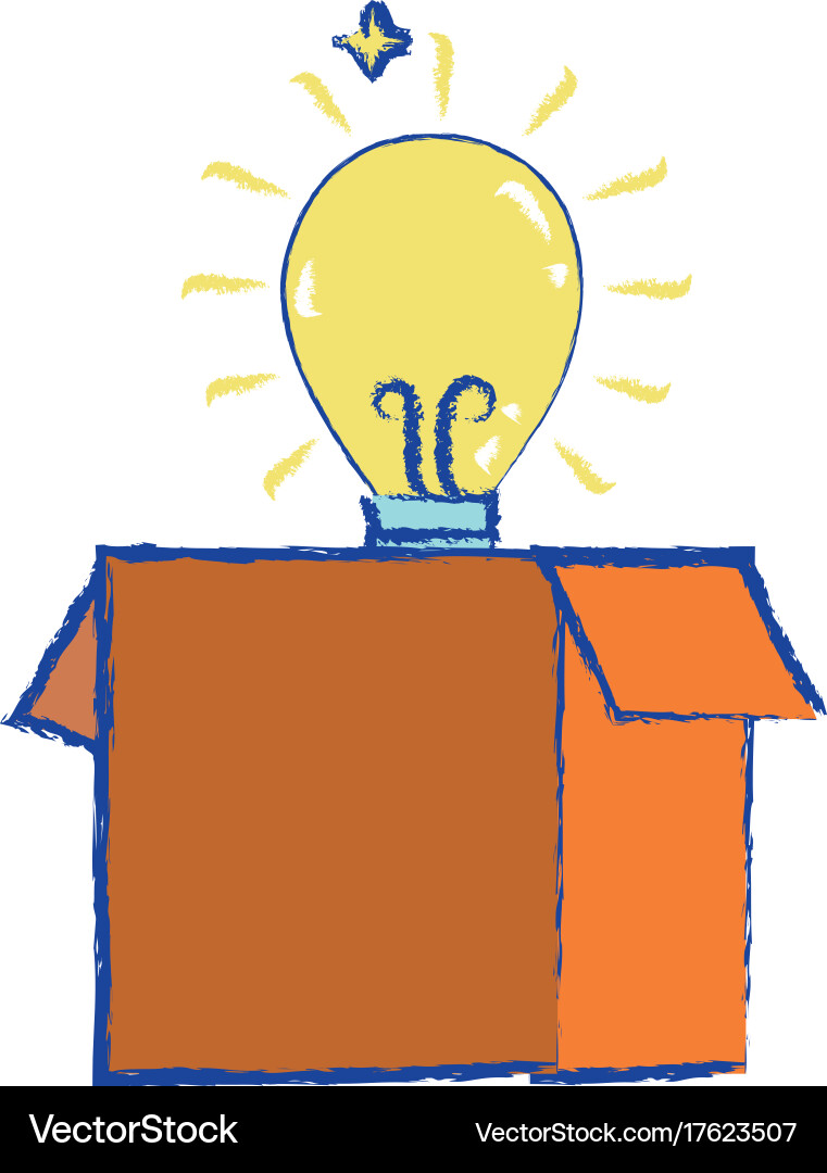 Box package open with bulb idea vector image