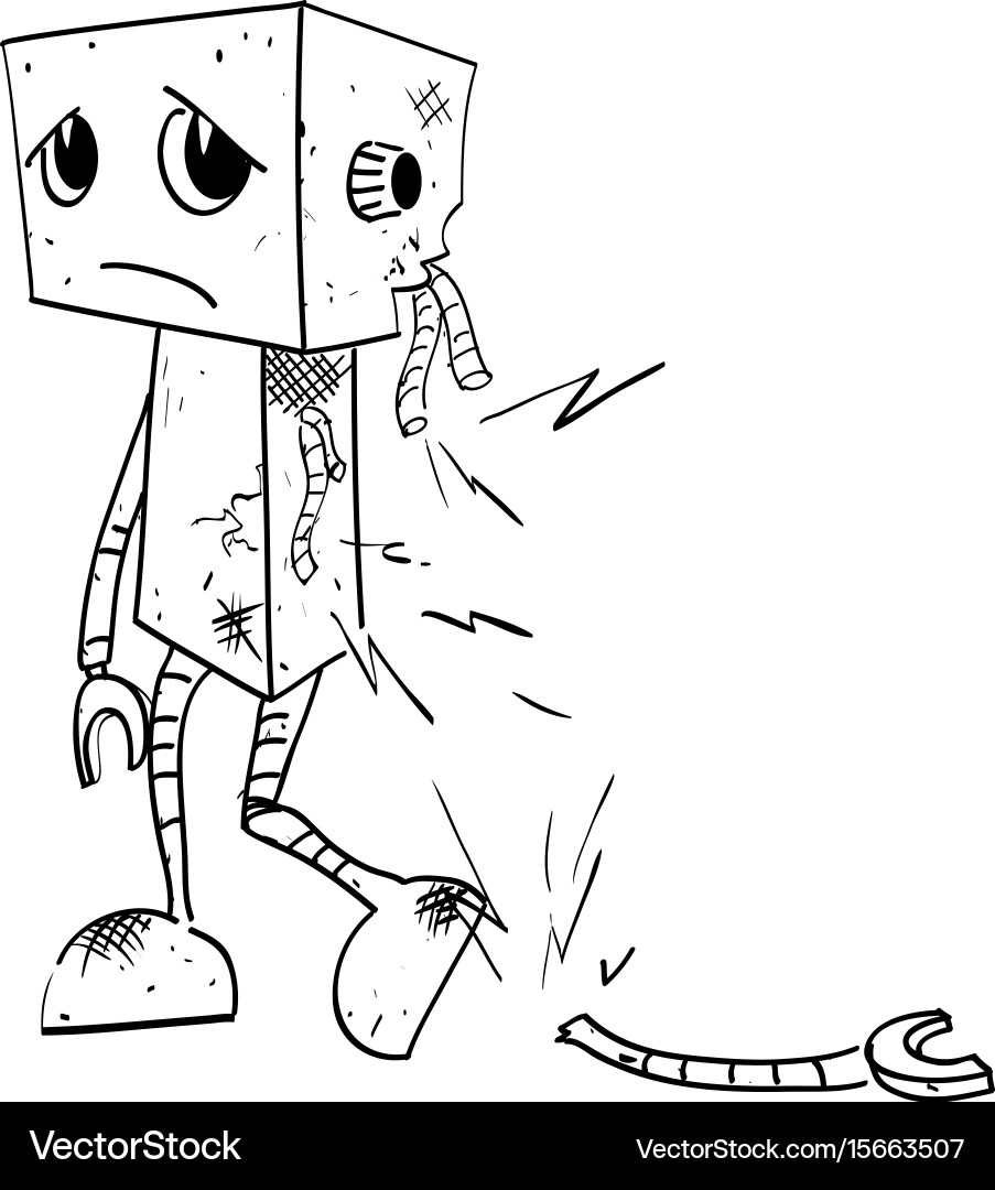 Cartoon image of broken robot vector image