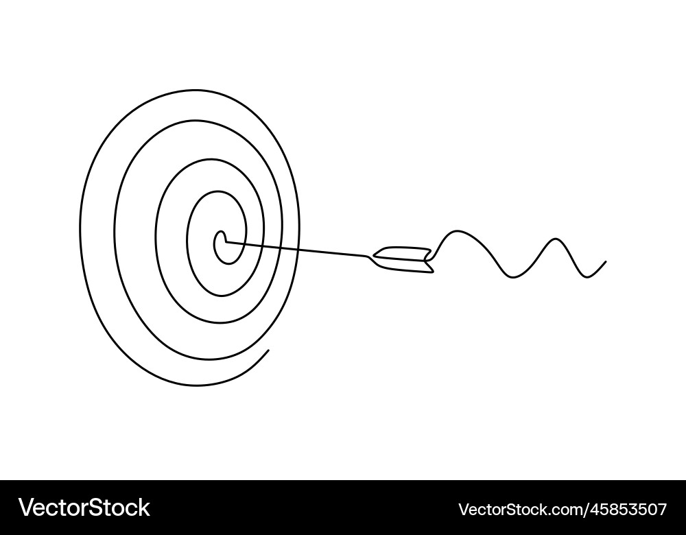 Continuous line drawing of arrow in center Continuous line drawing of arrow in center vector image