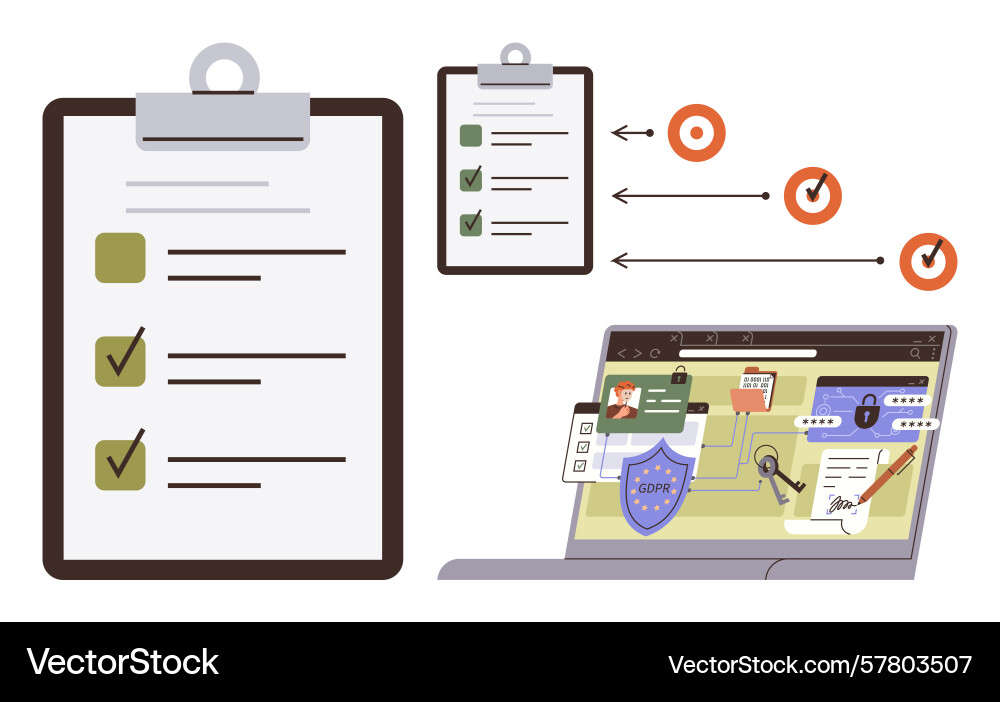 Data privacy and task management concept Vector Image