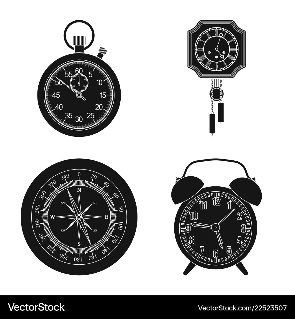 Design of clock and time symbol set Design of clock and time symbol set vector image