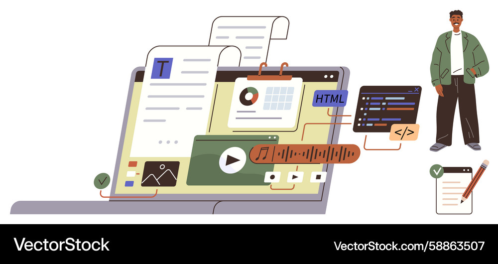 Digital Workflow & Development Tools Vector Image