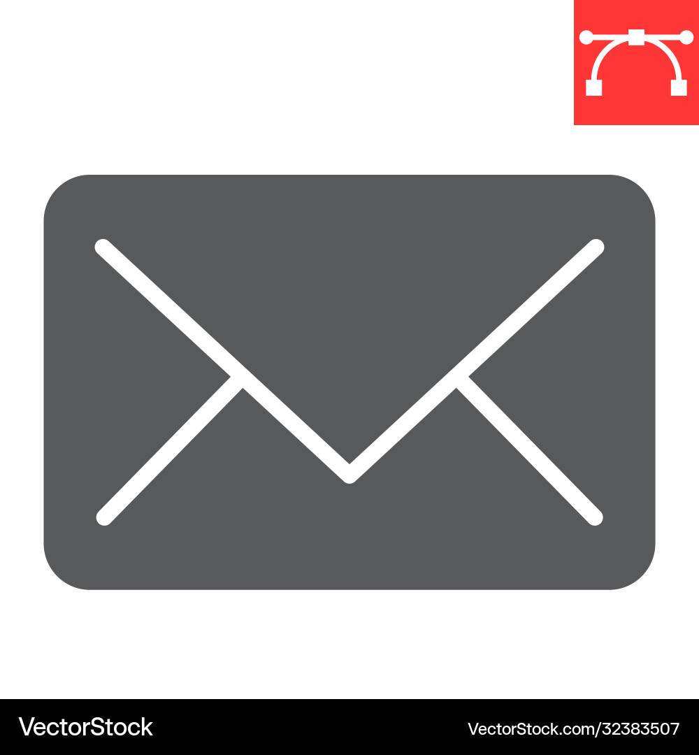 Email glyph icon ui and button envelope sign Email glyph icon ui and button envelope sign Vector Image