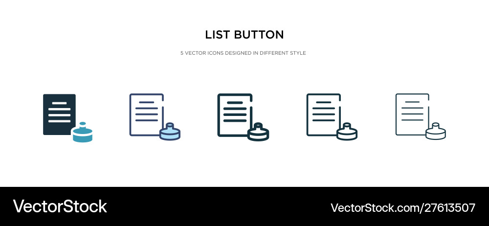List button icon in different style two colored vector image