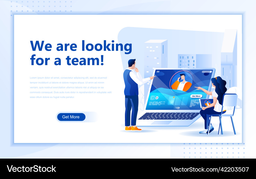 Looking for team web page design template Looking for team web page design template vector image