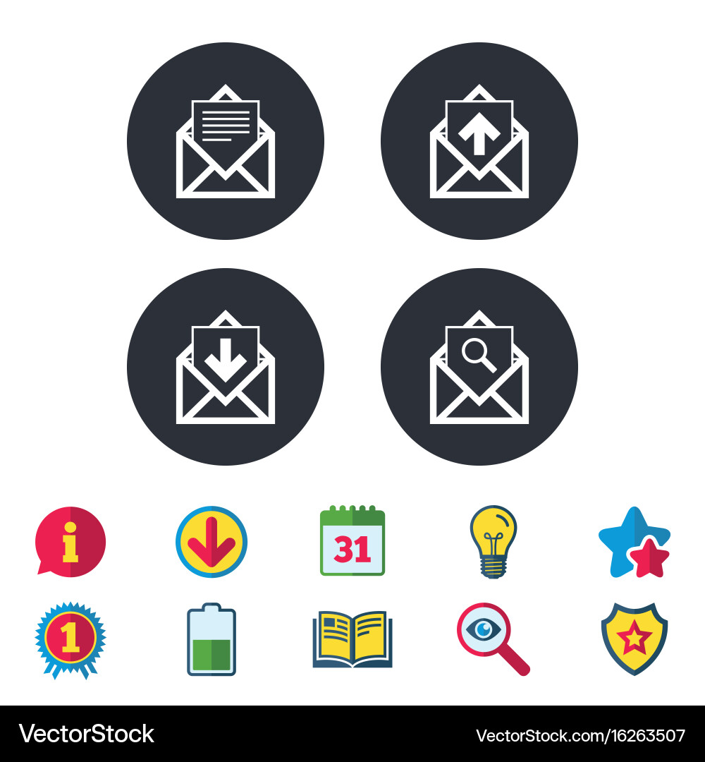 Mail envelope icons message document symbols Vector Image
